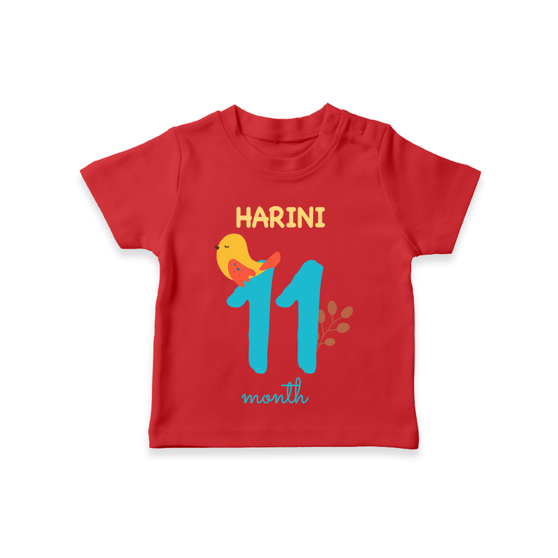 Celebrate The 11th Month Birthday Custom T-Shirt, Personalized with your Baby's name - RED - 0 - 5 Months Old (Chest 17")