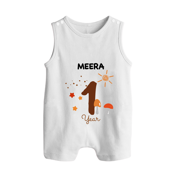1 Year Old Baby Clothing | Custom Romper Suit/ Sleeveless Romper Design | Ideal for Gifting - WHITE - 0 - 5 Months Old (Chest 18")