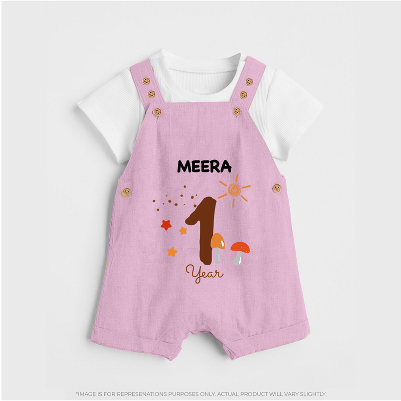 1 Year Old Baby Clothing | Custom Dungaree Set Design | Ideal for Gifting - BABY PINK - 0 - 5 Months Old (Chest 18")
