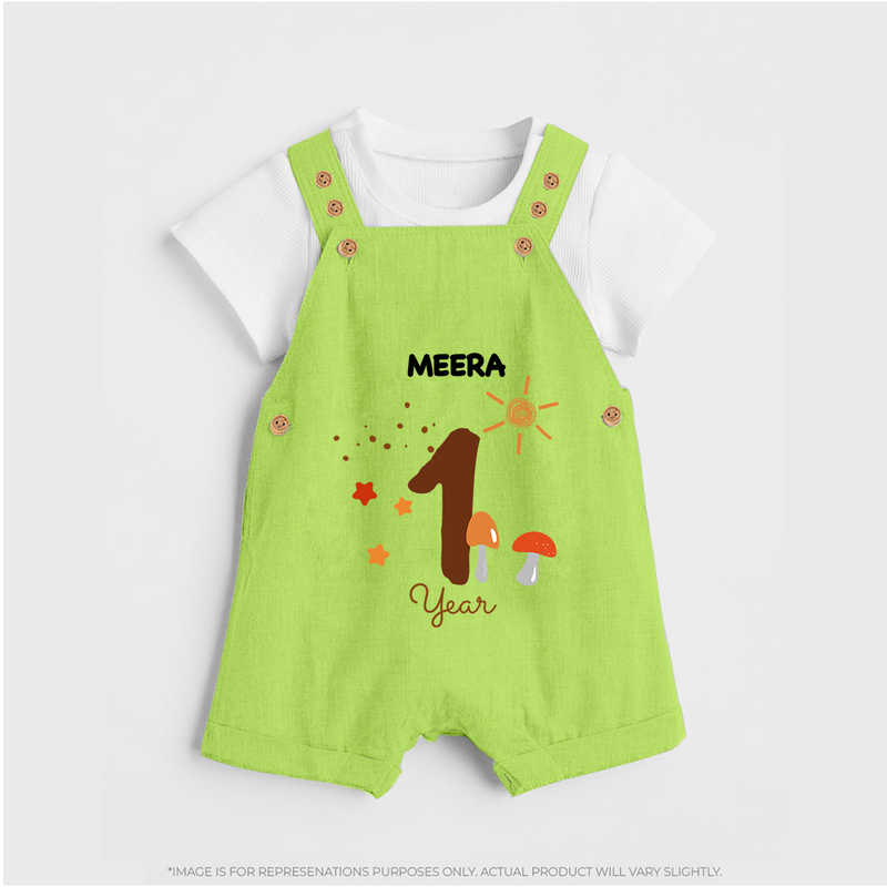 Celebrate Your Baby's First year Birthday With Our Uniquely Customized Baby Dungaree Set, Designed For Precious Moments - GREEN - 0 - 5 Months Old (Chest 18")