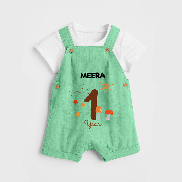 1 Year Old Baby Clothing | Custom Dungaree Set Design | Ideal for Gifting - GREEN - 0 - 5 Months Old (Chest 18")