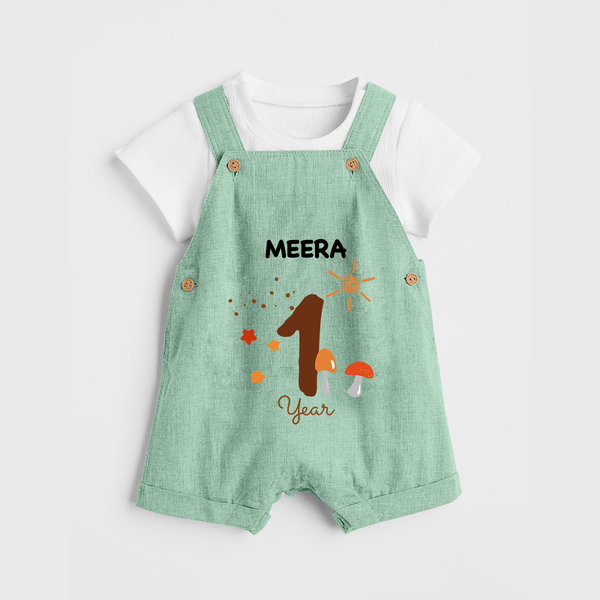 1 Year Old Baby Clothing | Custom Dungaree Set Design | Ideal for Gifting - MINT GREEN - 0 - 5 Months Old (Chest 18")