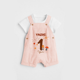 Celebrate The One year Birthday Custom Dungaree, Personalized with your Baby's name - PEACH - 0 - 5 Months Old (Chest 17")