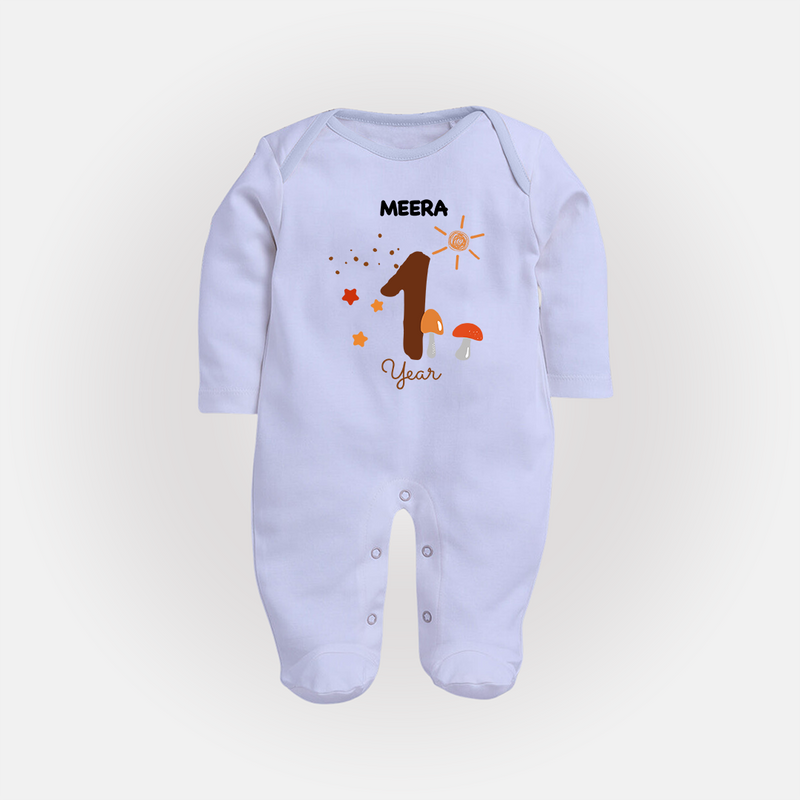 Celebrate Your Baby's First year Birthday With Our Uniquely Customized Baby Sleep Suit, Designed For Precious Moments - BABY BLUE - New Born (Chest 7.5")