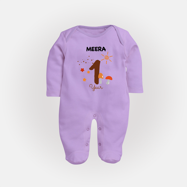 1 Year Old Baby Clothing | Custom Full Sleeve Bodysuit/ Sleep Suit/ Jumpsuit Design | Ideal for Gifting - LILAC - New Born (Chest 7.5")