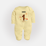 Celebrate Your Baby's First year Birthday With Our Uniquely Customized Baby Sleep Suit, Designed For Precious Moments - PASTEL YELLOW - New Born (Chest 7.5")