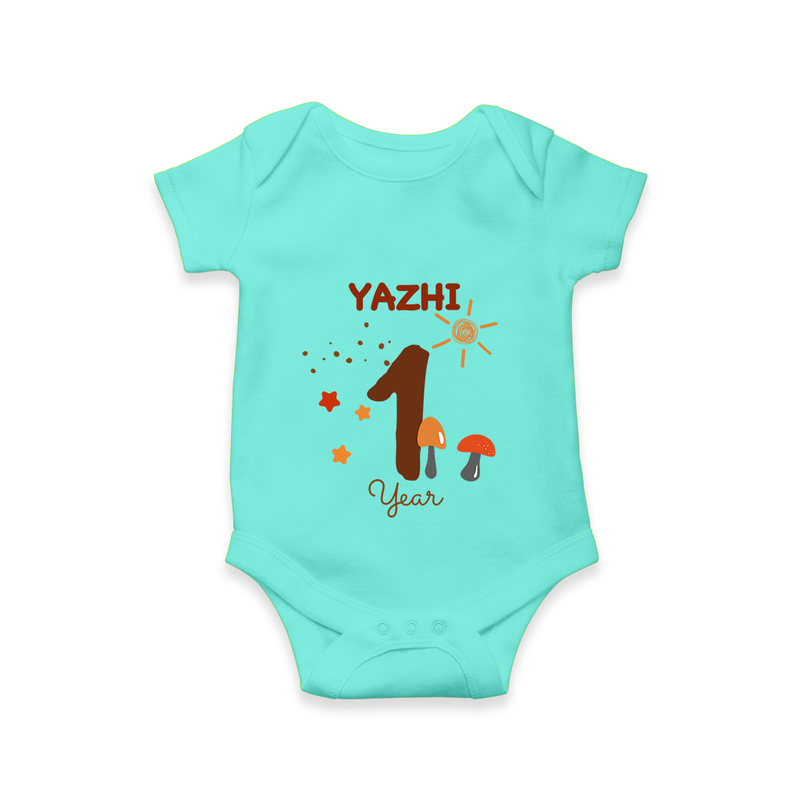 Celebrate The 12th Month Birthday Custom Romper, Personalized with your Baby's name - ARCTIC BLUE - 0 - 3 Months Old (Chest 16")