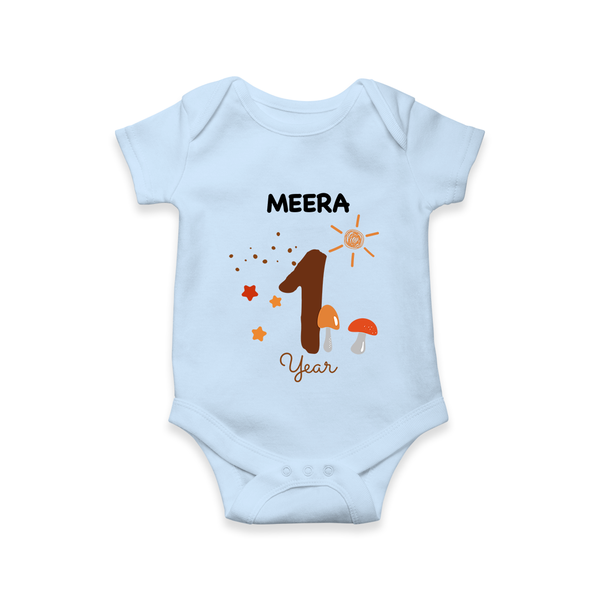 1 Year Old Baby Clothing | Custom Romper/Onesie Design | Ideal for Gifting - BABY BLUE - New Born (Chest 14")
