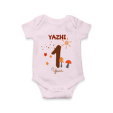 Celebrate The 12th Month Birthday Custom Romper, Personalized with your Baby's name - BABY PINK - 0 - 3 Months Old (Chest 16")