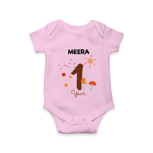1 Year Old Baby Clothing | Custom Romper/Onesie Design | Ideal for Gifting - BABY PINK - New Born (Chest 14")