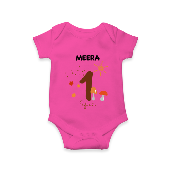 1 Year Old Baby Clothing | Custom Romper/Onesie Design | Ideal for Gifting - HOT PINK - New Born (Chest 14")