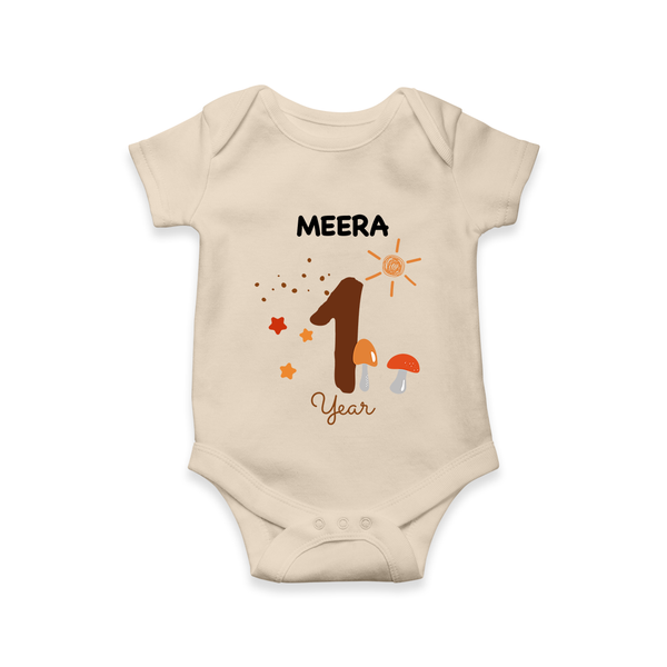 1 Year Old Baby Clothing | Custom Romper/Onesie Design | Ideal for Gifting - IVORY - New Born (Chest 14")
