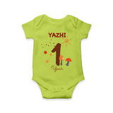 Celebrate The 12th Month Birthday Custom Romper, Personalized with your Baby's name - LIME GREEN - 0 - 3 Months Old (Chest 16")
