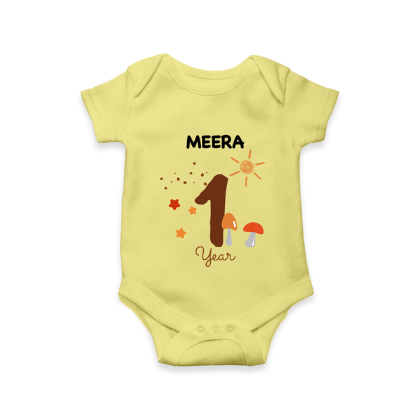 1 Year Old Baby Clothing | Custom Romper/Onesie Design | Ideal for Gifting - PASTEL YELLOW - New Born (Chest 14")
