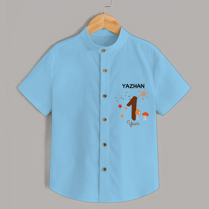 Celebrate The 12th Month Birthday with Custom Shirt, Personalized with your Baby's name - SKY BLUE - 0 - 6 Months Old (Chest 21")