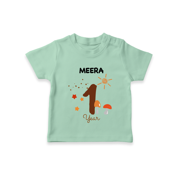 1 Year Old Baby Clothing | Custom T-Shirt Design | Ideal for Gifting - MINT GREEN - 0-5 Months Old (Chest 17")