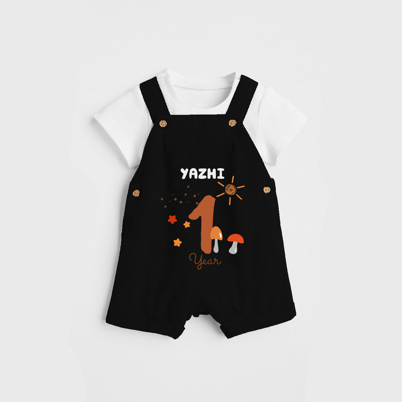 Celebrate The One year Birthday Custom Dungaree, Personalized with your Baby's name - BLACK - 0 - 5 Months Old (Chest 17")