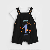 1 Year Old Baby Clothing | Custom Dungaree Set Design | Ideal for Gifting - BLACK - 0 - 5 Months Old (Chest 18")