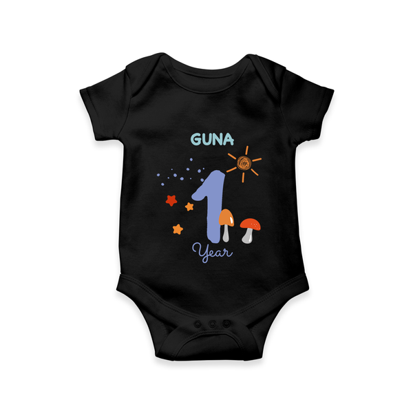 1 Year Old Baby Clothing | Custom Romper/Onesie Design | Ideal for Gifting - BLACK - New Born (Chest 14")