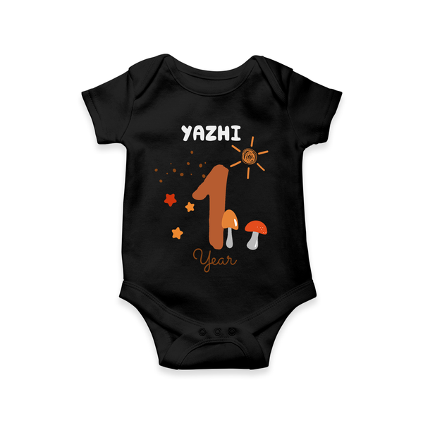 Celebrate The 12th Month Birthday Custom Romper, Personalized with your Baby's name - BLACK - 0 - 3 Months Old (Chest 16")
