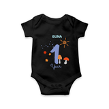 Celebrate Your Baby's First year Birthday With Our Uniquely Customized Baby Romper, Designed For Precious Moments - BLACK - 0 - 3 Months Old (Chest 16")