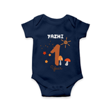 Celebrate The 12th Month Birthday Custom Romper, Personalized with your Baby's name - NAVY BLUE - 0 - 3 Months Old (Chest 16")