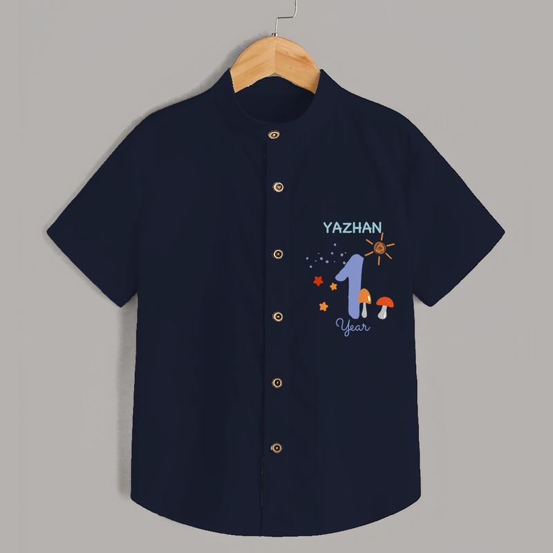 Celebrate The 12th Month Birthday with Custom Shirt, Personalized with your Baby's name - NAVY BLUE - 0 - 6 Months Old (Chest 21")