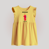 Milestone Baby Frock for 1st Month | Soft Cotton Personalized Baby Frock | Unisex Design - PASTEL YELLOW - 0 - 3 Months Old (Chest 17")