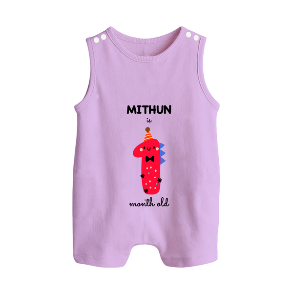 Milestone Romper Suit/ Sleeveless Romper for 1st Month | Soft Cotton Personalized Romper Suit/ Sleeveless Romper | Unisex Design - LILAC - 0 - 5 Months Old (Chest 18")