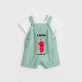 Celebrate The First Month Birthday Custom Dungaree, Featuring with your Baby's name - LIGHT GREEN - 0 - 5 Months Old (Chest 17")