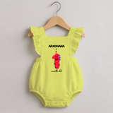 Milestone Romper Frock for 1st Month | Soft Cotton Personalized Romper Frock | Unisex Design - PASTEL YELLOW - 0 - 3 Months Old (Chest 19")