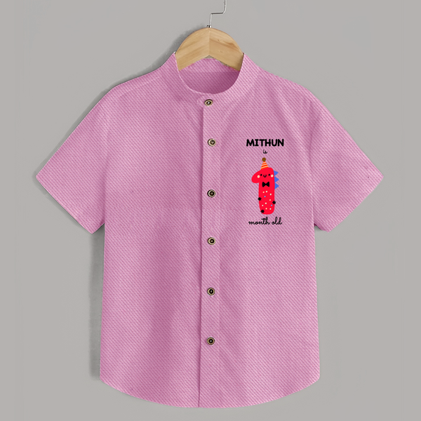 Milestone Shirt for 1st Month | Soft Cotton Personalized Shirt | Unisex Design - BABY PINK - 0 - 6 Months Old (Chest 23")