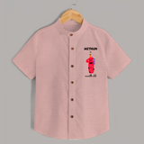 Milestone Shirt for 1st Month | Soft Cotton Personalized Shirt | Unisex Design - PEACH - 0 - 6 Months Old (Chest 23")