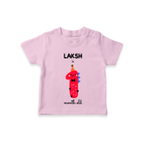 Celebrate The First Month Birthday Custom T-Shirt, Featuring with your Baby's name - PINK - 0 - 5 Months Old (Chest 17")