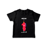 Milestone T-Shirt for 1st Month | Soft Cotton Personalized T-Shirt | Unisex Design - BLACK - 0-5 Months Old (Chest 17")