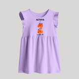 Milestone Baby Frock for 2nd Month | Soft Cotton Personalized Baby Frock | Unisex Design - LILAC - 0 - 3 Months Old (Chest 17")