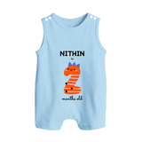Milestone Romper Suit/ Sleeveless Romper for 2nd Month | Soft Cotton Personalized Romper Suit/ Sleeveless Romper | Unisex Design - BABY BLUE - 0 - 5 Months Old (Chest 18")
