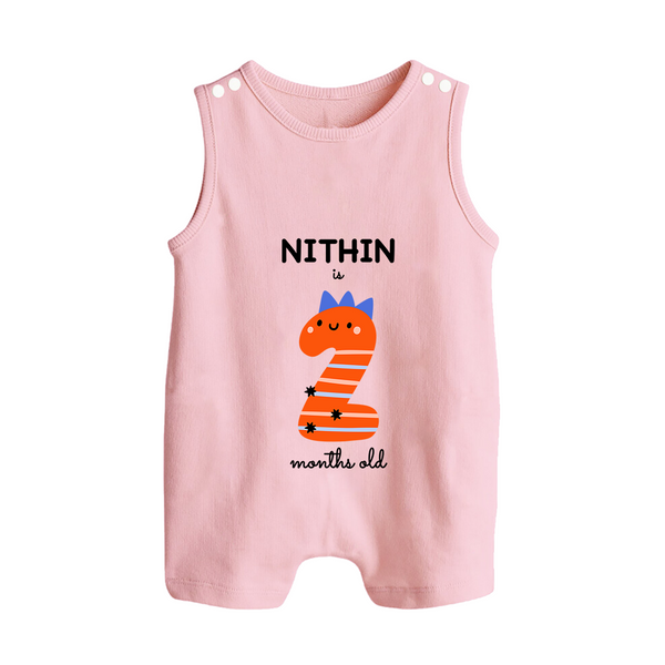 Milestone Romper Suit/ Sleeveless Romper for 2nd Month | Soft Cotton Personalized Romper Suit/ Sleeveless Romper | Unisex Design - BABY PINK - 0 - 5 Months Old (Chest 18")