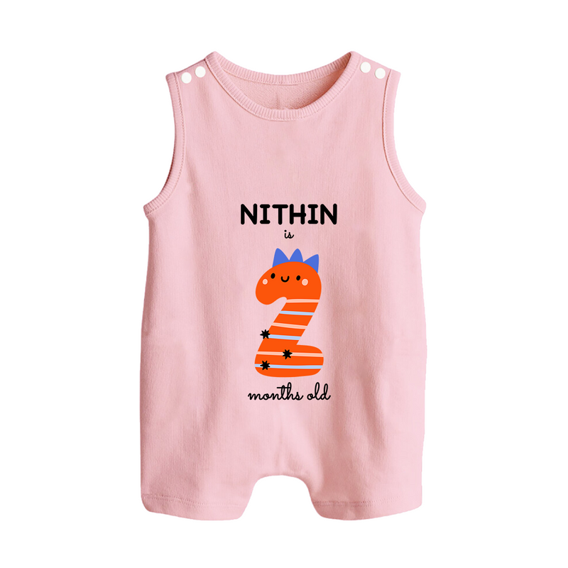 Milestone Romper Suit/ Sleeveless Romper for 2nd Month | Soft Cotton Personalized Romper Suit/ Sleeveless Romper | Unisex Design - BABY PINK - 0 - 5 Months Old (Chest 18")