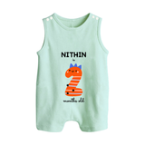 Milestone Romper Suit/ Sleeveless Romper for 2nd Month | Soft Cotton Personalized Romper Suit/ Sleeveless Romper | Unisex Design - MINT GREEN - 0 - 5 Months Old (Chest 18")