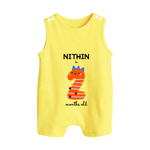 Milestone Romper Suit/ Sleeveless Romper for 2nd Month | Soft Cotton Personalized Romper Suit/ Sleeveless Romper | Unisex Design - PASTEL YELLOW - 0 - 5 Months Old (Chest 18")