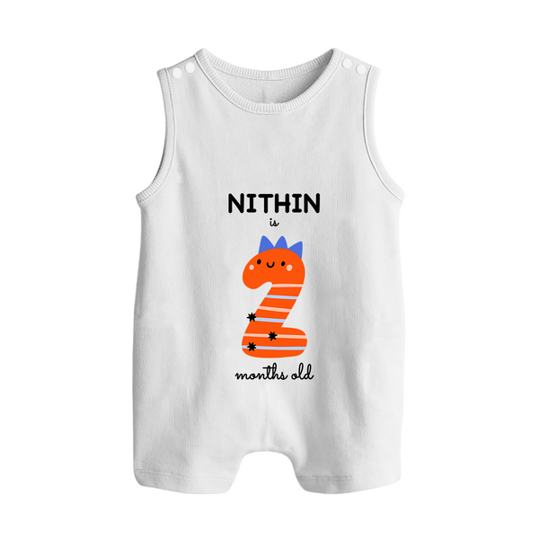 Milestone Romper Suit/ Sleeveless Romper for 2nd Month | Soft Cotton Personalized Romper Suit/ Sleeveless Romper | Unisex Design - WHITE - 0 - 5 Months Old (Chest 18")