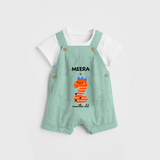 Celebrate The Second Month Birthday Custom Dungaree, Featuring with your Baby's name - LIGHT GREEN - 0 - 5 Months Old (Chest 17")