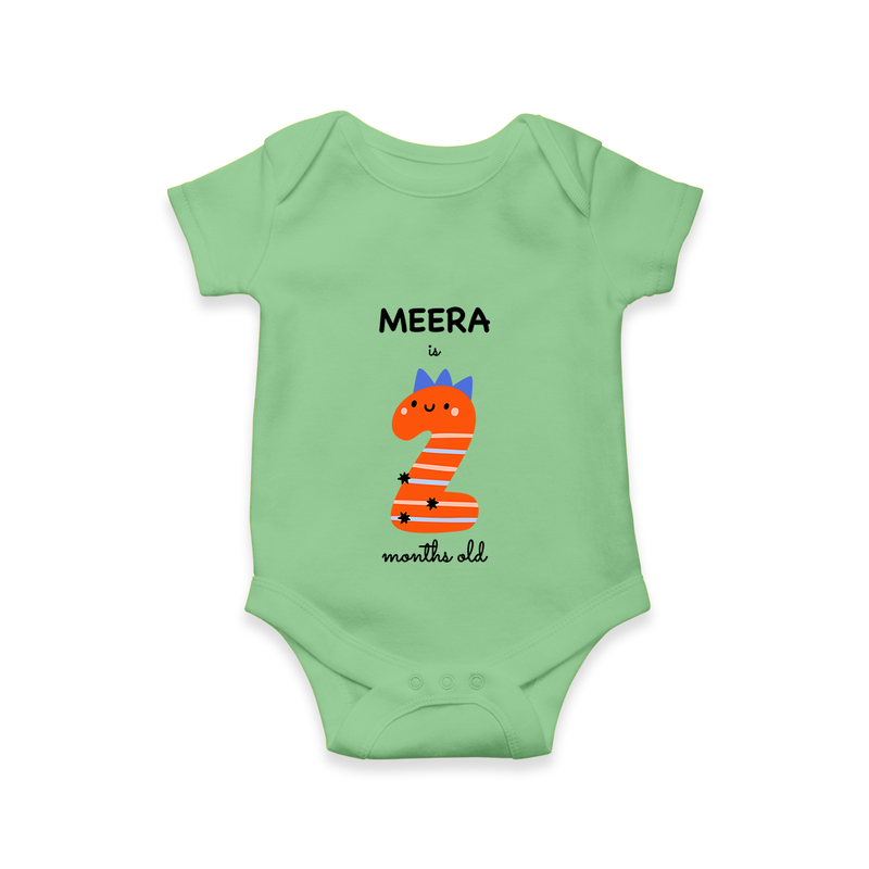 Celebrate The Second Month Birthday Custom Romper, Featuring with your Baby's name - GREEN - 0 - 3 Months Old (Chest 16")