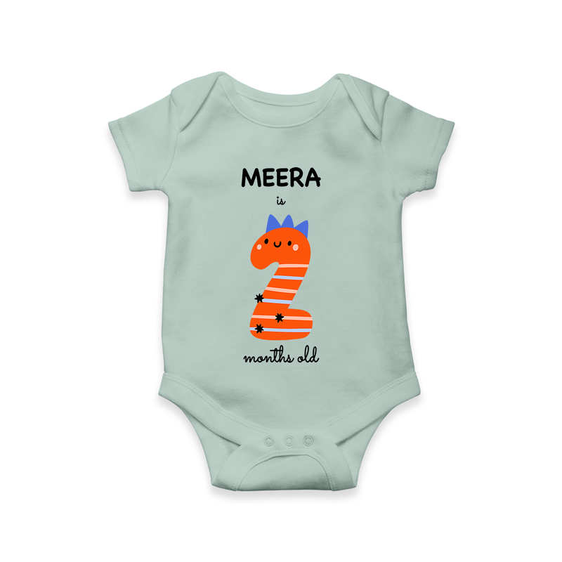 Celebrate The Second Month Birthday Custom Romper, Featuring with your Baby's name - MINT GREEN - 0 - 3 Months Old (Chest 16")