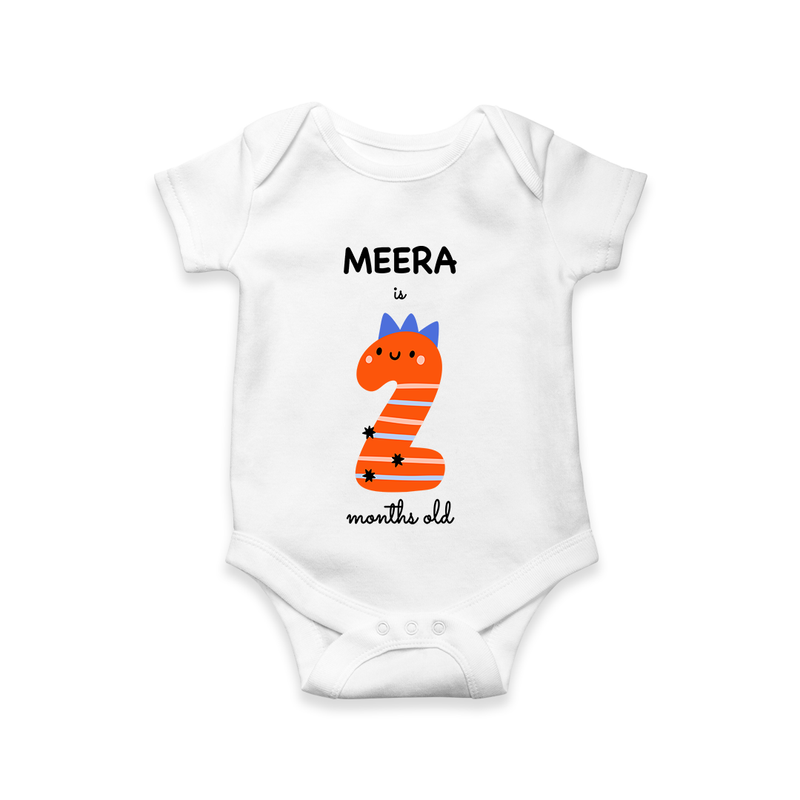 Celebrate The Second Month Birthday Custom Romper, Featuring with your Baby's name - WHITE - 0 - 3 Months Old (Chest 16")