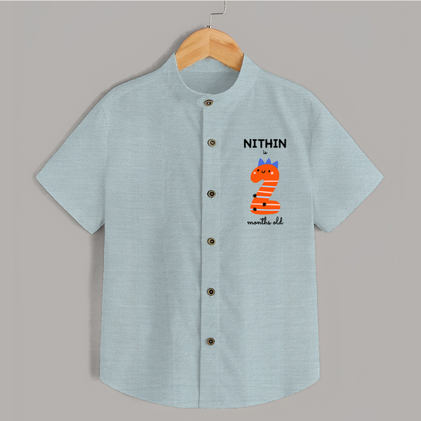 Milestone Shirt for 2nd Month | Soft Cotton Personalized Shirt | Unisex Design - ARCTIC BLUE - 0 - 6 Months Old (Chest 23")