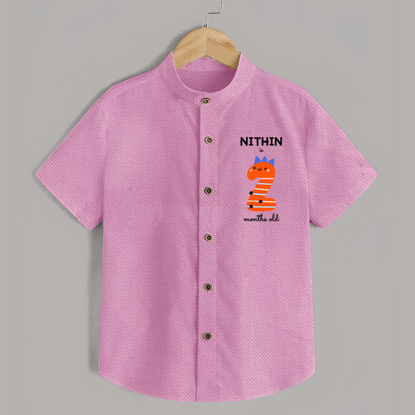 Milestone Shirt for 2nd Month | Soft Cotton Personalized Shirt | Unisex Design - BABY PINK - 0 - 6 Months Old (Chest 23")