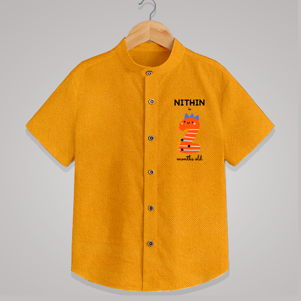 Milestone Shirt for 2nd Month | Soft Cotton Personalized Shirt | Unisex Design - CHROME YELLOW - 0 - 6 Months Old (Chest 23")