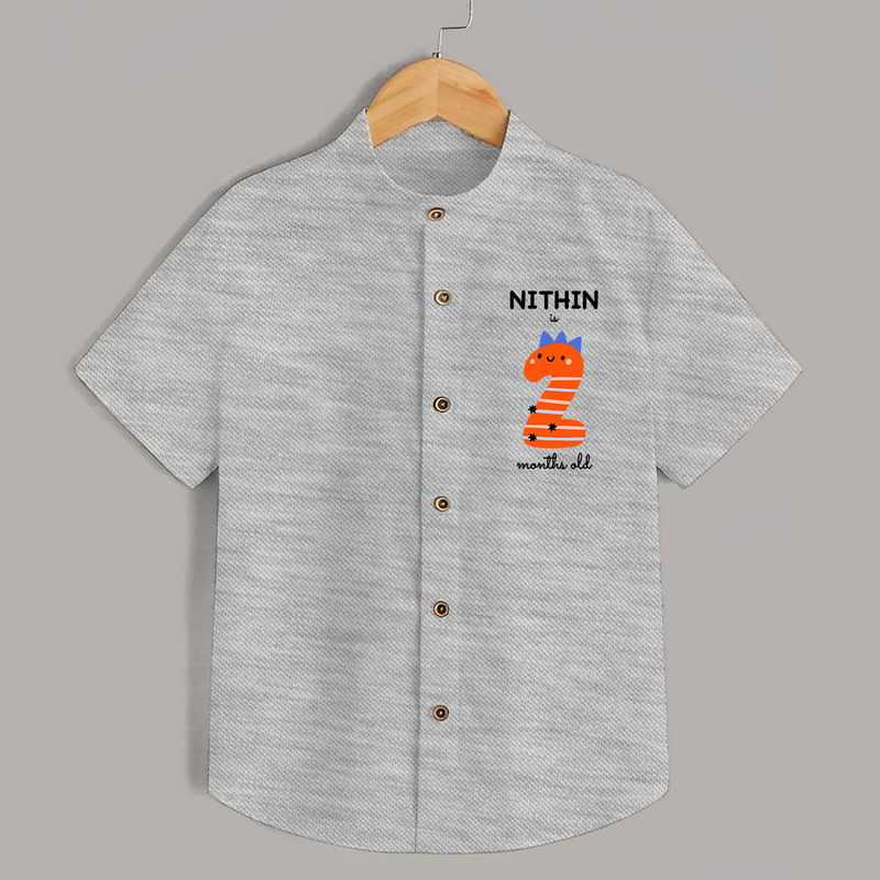 Milestone Shirt for 2nd Month | Soft Cotton Personalized Shirt | Unisex Design - GREY - 0 - 6 Months Old (Chest 23")